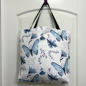 Handmade Butterfly Print Tote Bag - Blue and Purple